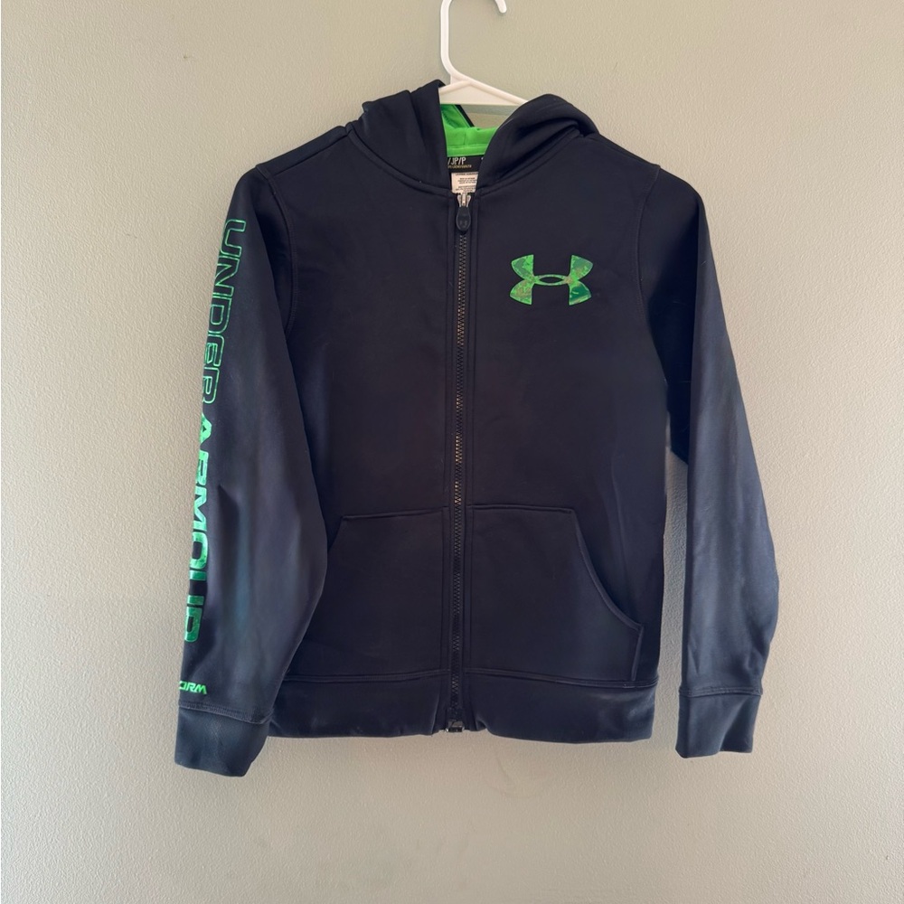 Under Armour Kids Size YSM Black and Green Hoodie